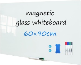 TABLICA magnetyczna szklana biała 90x60 cm