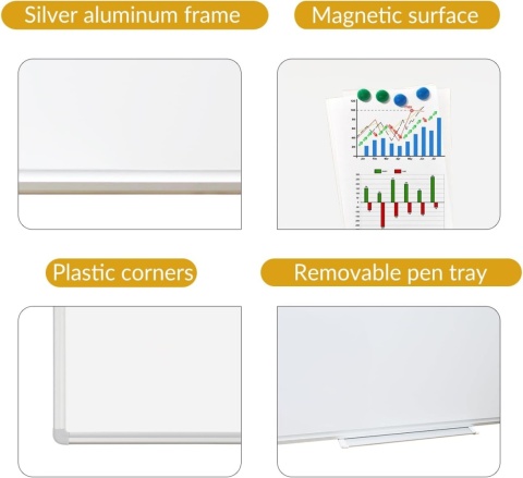 Tablica magnetyczna biała suchościeralna 120x90 cm rama aluminiowa