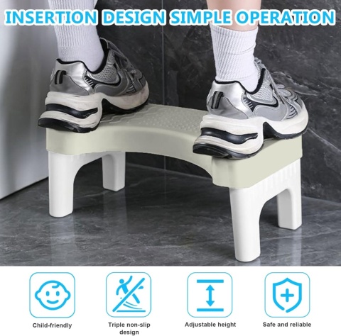 Taboret toaletowy, szary, zdejmowany, antypoślizgowy