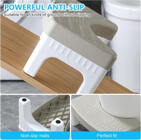 Taboret toaletowy, szary, zdejmowany, antypoślizgowy