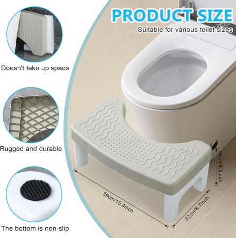 Taboret toaletowy, szary, zdejmowany, antypoślizgowy