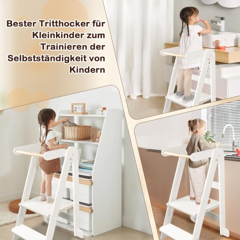 Uuoeebb Wieża edukacyjna składana dla dzieci 1-6 lat regulowana