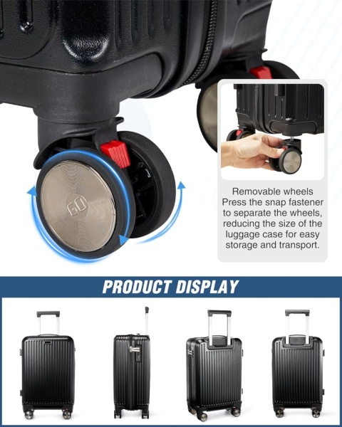 Walizka przenośna z kompresją próżniową, twarda, szyfr, na kolach + pompka