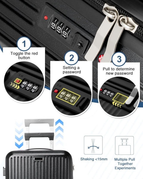 Walizka przenośna z kompresją próżniową, twarda, szyfr, na kolach + pompka