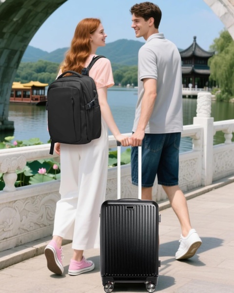 Walizka przenośna z kompresją próżniową, twarda, szyfr, na kolach + pompka