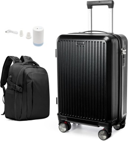 Walizka przenośna z kompresją próżniową, twarda, szyfr, na kolach + pompka