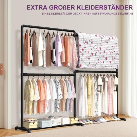 Wieszak na Ubrania LOEFME – Przenośny Drążek na Ubrania garderoba