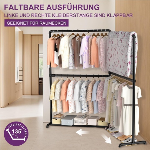 Wieszak na Ubrania LOEFME – Przenośny Drążek na Ubrania garderoba