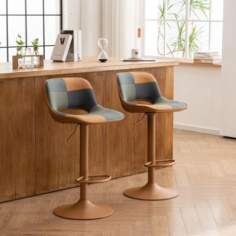 YOUNIKE Stołek barowy w stylu boho, zestaw 2 sztuki