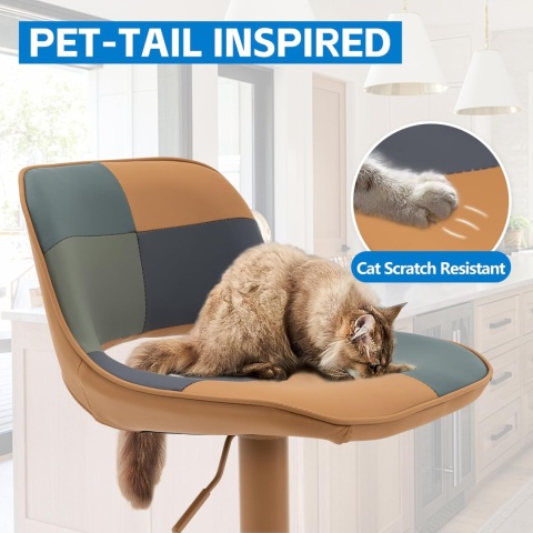 YOUNIKE Stołek barowy w stylu boho, zestaw 2 sztuki