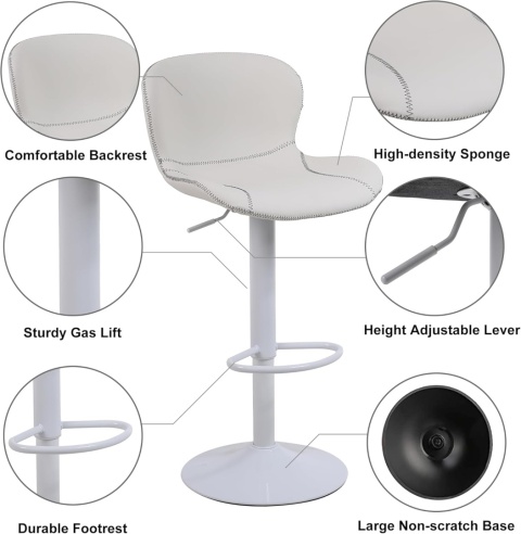 YOUNIKE Stołek barowy obrotowy , zestaw 2 sztuki