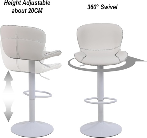 YOUNIKE Stołek barowy obrotowy , zestaw 2 sztuki