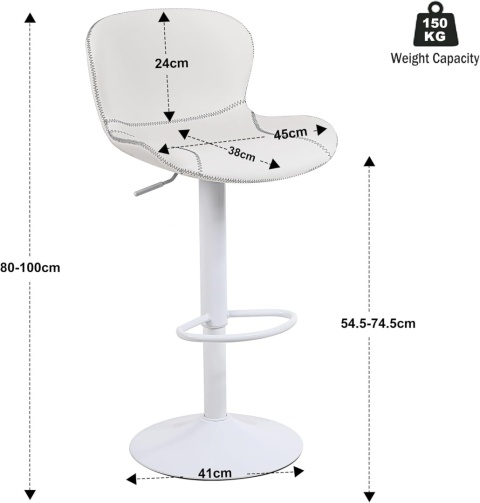 YOUNIKE Stołek barowy obrotowy , zestaw 2 sztuki