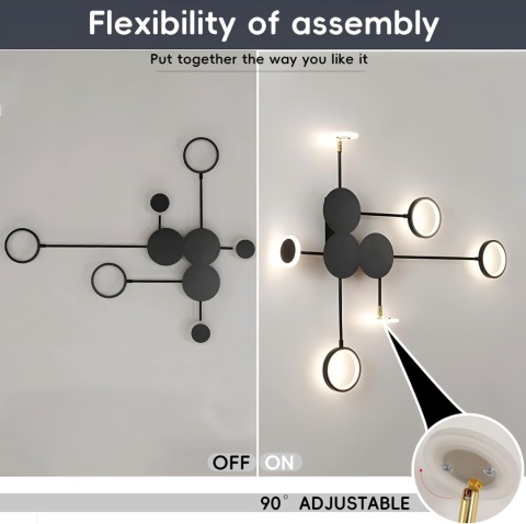 ZTWLEED Lampa ścienna LED do wnętrz, 26 W, 3000 K/4000 K/6000 K - 98 cm