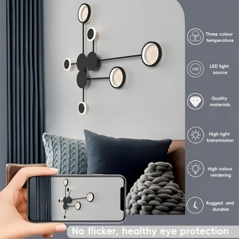 ZTWLEED Lampa ścienna LED do wnętrz, 26 W, 3000 K/4000 K/6000 K - 98 cm