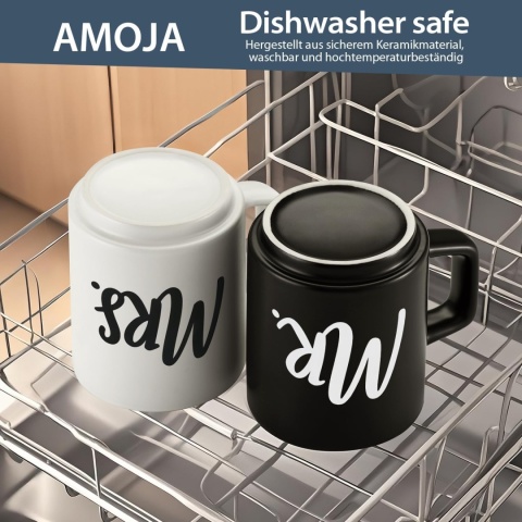 Zestaw kubków na ślub ŻONA & MĄŻ – elegancki prezent ślubny dla nowożeńców