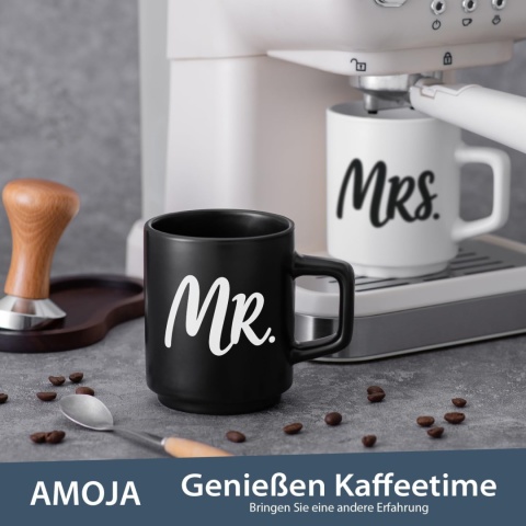 Zestaw kubków na ślub ŻONA & MĄŻ – elegancki prezent ślubny dla nowożeńców