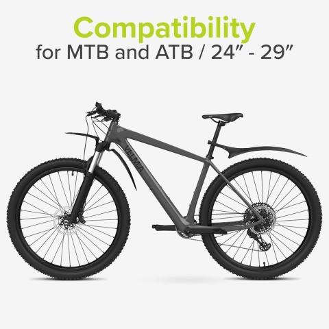 Zestaw Błotników Rowerowych uniseks czarny 24–29" Ochrona przed błotem