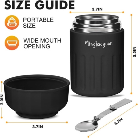minghaoyuan Pojemnik termiczny do jedzenia, 600 ml, ze stali nierdzewnej
