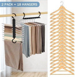 2 WIESZAK NA SPODNIE, OSZCZĘDNOŚĆ MIEJSCA, ANTYPOŚLIZGOWY, SKŁADANY WIESZAK