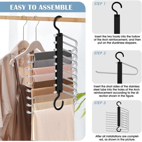 2 WIESZAK NA SPODNIE, OSZCZĘDNOŚĆ MIEJSCA, ANTYPOŚLIZGOWY, SKŁADANY WIESZAK