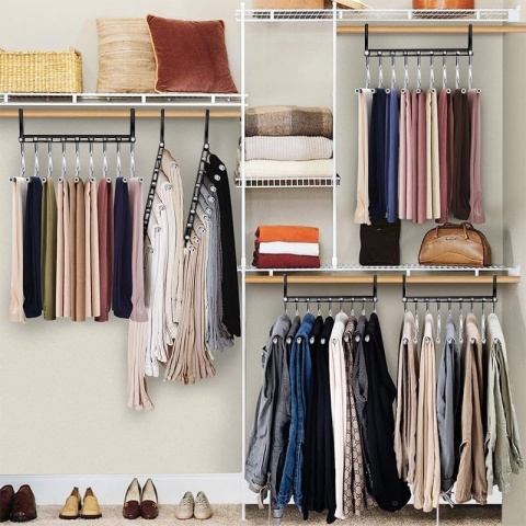 2 WIESZAK NA SPODNIE, OSZCZĘDNOŚĆ MIEJSCA, ANTYPOŚLIZGOWY, SKŁADANY WIESZAK