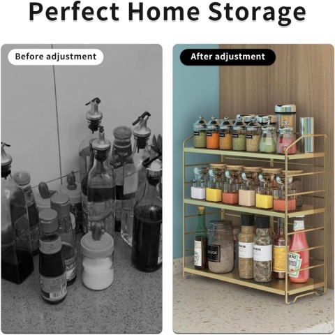 AIRUJIA Stojak na przyprawy, 3-poziomowy, z regulacją wysokości