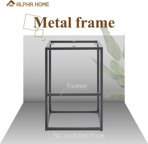 ALPHA HOME Stołek barowy z podnóżkiem 2 sztuki