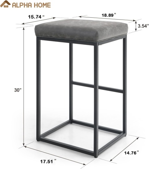 ALPHA HOME Stołek barowy z podnóżkiem 2 sztuki