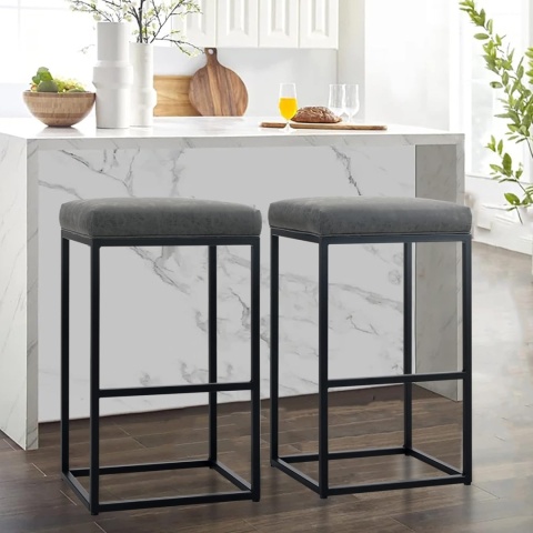 ALPHA HOME Stołek barowy z podnóżkiem 2 sztuki