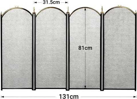 Amagabeli złoty ekran kominkowy 4 panele kute żelazo składana osłona