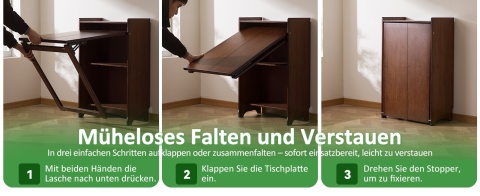 Bambusowy składany stół do małych pomieszczeń, Mid-Century, biurko