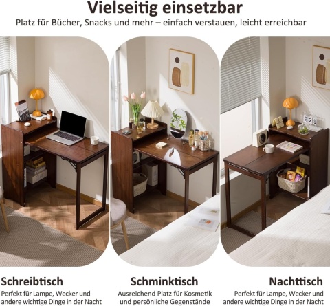 Bambusowy składany stół do małych pomieszczeń, Mid-Century, biurko