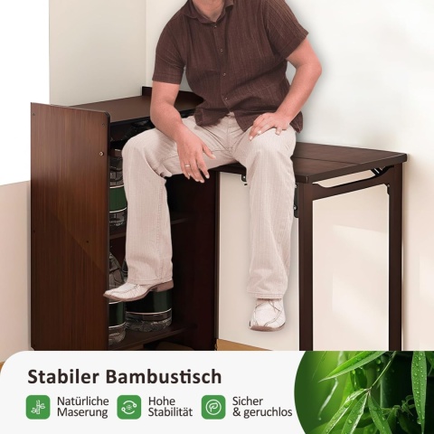 Bambusowy składany stół do małych pomieszczeń, Mid-Century, biurko