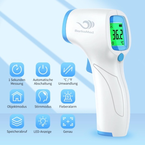 Bezkontaktowy termometr na podczerwień, natychmiastowe pomiary, wyświetlacz LCD