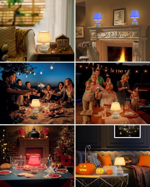 Bezprzewodowa ceramiczna lampa stołowa z timerem, ściemniana, pilot