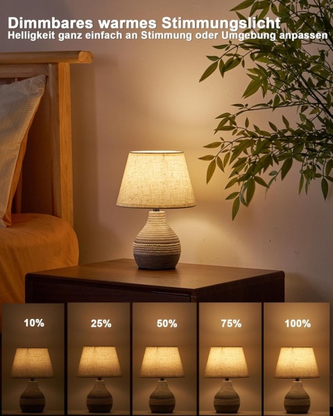 Bezprzewodowa ceramiczna lampa stołowa z timerem, ściemniana, pilot