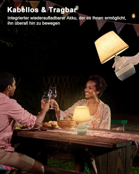 Bezprzewodowa ceramiczna lampa stołowa z timerem, ściemniana, pilot