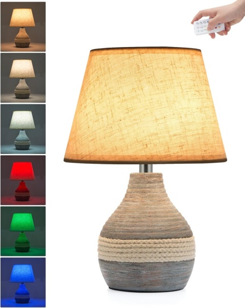 Bezprzewodowa ceramiczna lampa stołowa z timerem, ściemniana, pilot