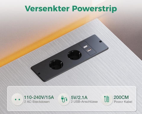 Coleshome Biurko białe, 120 x 48 cm, biurko komputerowe z gniazdkiem