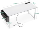 Coleshome Biurko białe, 120 x 48 cm, biurko komputerowe z gniazdkiem
