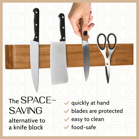 DREWNIANA LISTWA MAGNETYCZNA UCHWYT NA NOŻE 45 CM