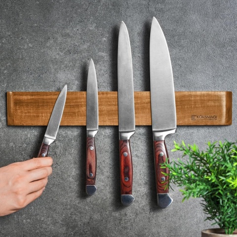 DREWNIANA LISTWA MAGNETYCZNA UCHWYT NA NOŻE 45 CM