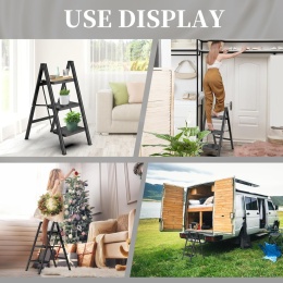 Drabina 3-stopniowa HBTower z antypoślizgowa do 150 kg metalowa