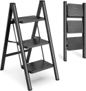 Drabina 3-stopniowa HBTower z antypoślizgowa do 150 kg metalowa