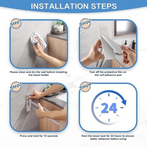 Dvocel Wieszak na ręczniki, obrotowy, 2-ramienny, bez wiercenia