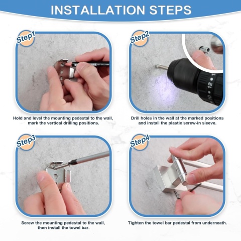 Dvocel Wieszak na ręczniki, obrotowy, 2-ramienny, ze szczotkowanej stali nierdzewnej 304