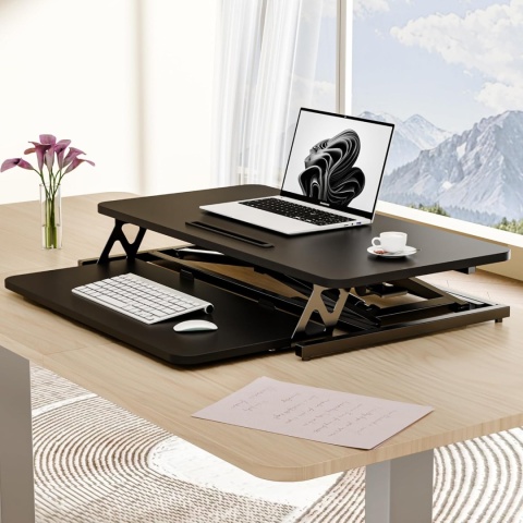 ERGOMAKER Konwerter biurka stojącego z regulacją wysokości, czarne P654