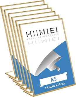 HIIMIEI Podstawka stołowa A5 skośna, 6 sztuk A5 ramka na zdjęcia złota, akrylowy