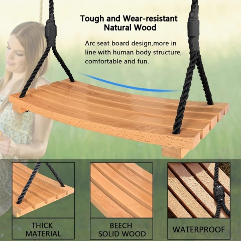 HUŚTAWKA OGRODOWA DLA DZIECI I DOROSŁYCH XXL (60x25cm) BUKOWA